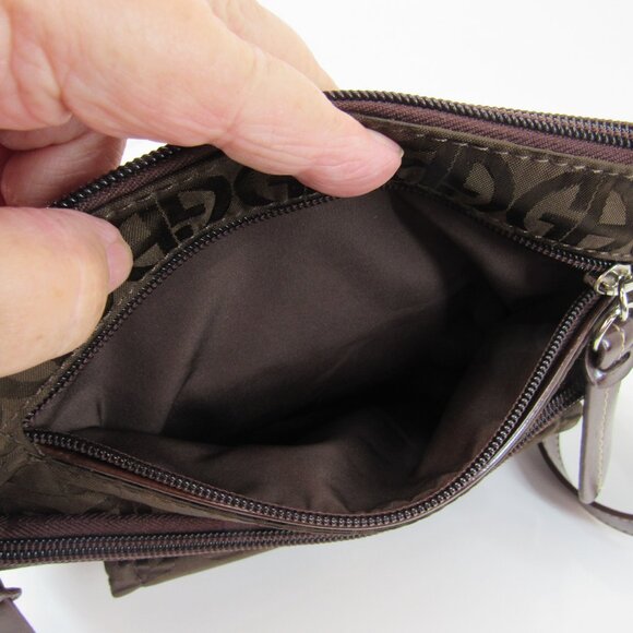 Giani Bernini Signature Logo Crossbody Two-Tone Brown with 7 Pockets - Picture 10 of 10